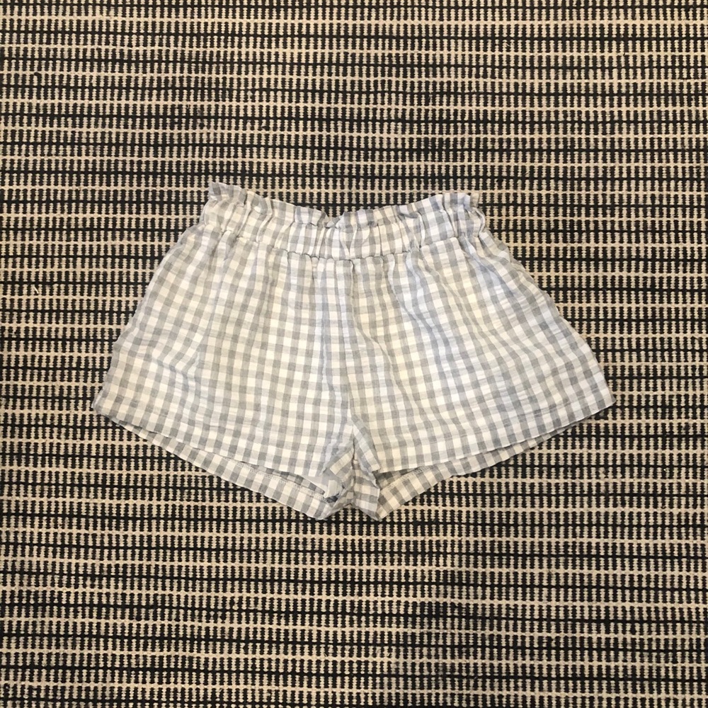 White and Gray Gingham Paperbag Shorts
